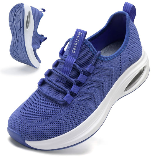 Rollstep Wide Toe Box Shoes Women Extra Wide Width Sneakers Diabetic Air Cushion Road Running Shoes Ultra Light Wide Tennis Sneakers Gym Training Breathable Walking Shoes Blue 42