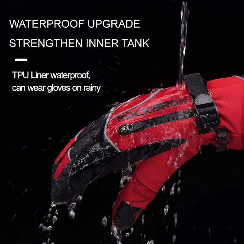 ROCKBROS Winter Gloves Motorcycle Waterproof Fleece Thermal Gloves Snowboard Snowmobile Gloves Men Women Snow Cycling Gloves ZenStride