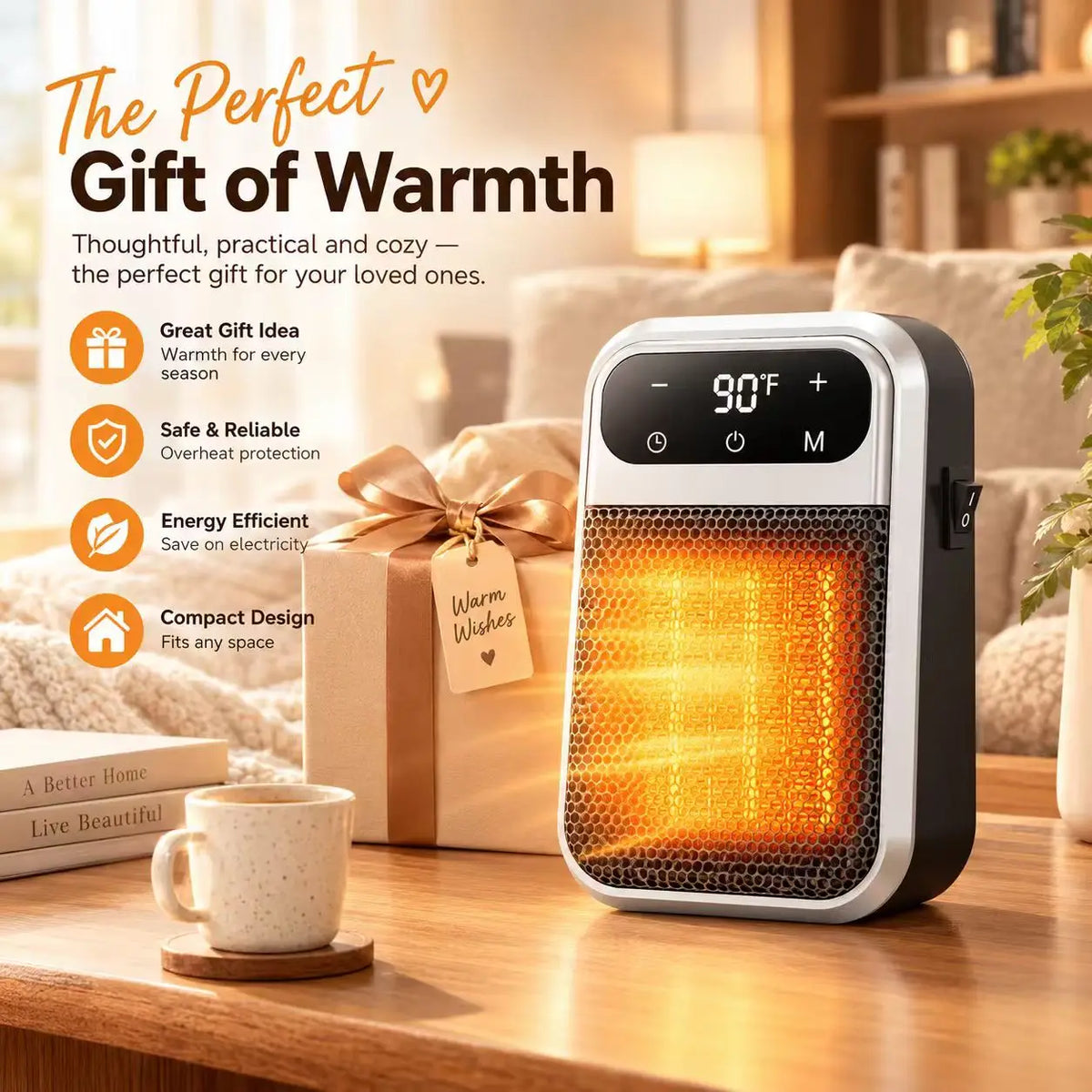 Home Electric Heater, Portable Winter Heater, Wall Plug-in Space Heater with Remote, Quick Heating Mini Heater for Office ZenStride