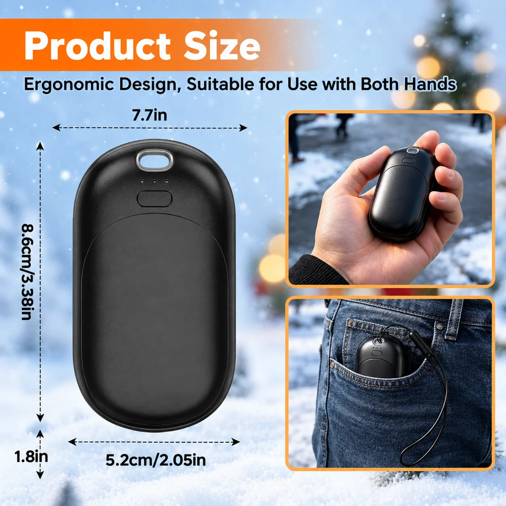 2 Seconds Fast Heating Hand Warmers with 3 Temperature Modes, 4000mAh Pocket Hand Heater USB Rechargeable, Stylish&Portable Festival Gift for Winter Skiing Christmas Black Friday ZenStride