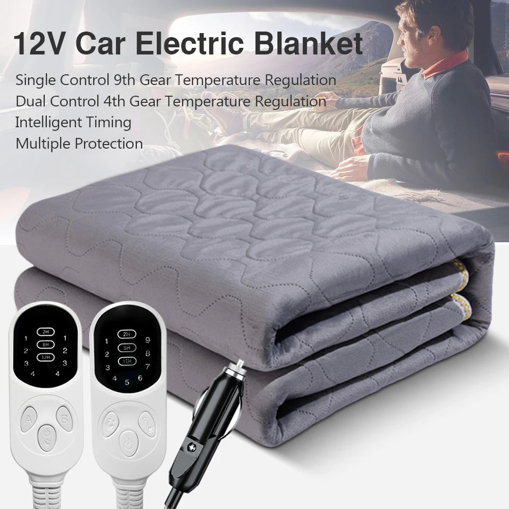 12V Cars Electric Blanket Heating Level Heated Travel Blanket for Car Outdoor Traveling Camping Pad 70x180cm/120x150cm/50x150cm ZenStride