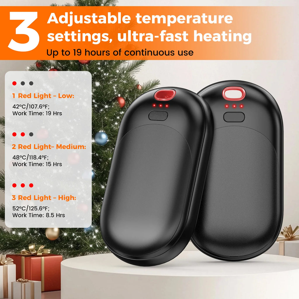 2 Seconds Fast Heating Hand Warmers with 3 Temperature Modes, 4000mAh Pocket Hand Heater USB Rechargeable, Stylish&Portable Festival Gift for Winter Skiing Christmas Black Friday ZenStride
