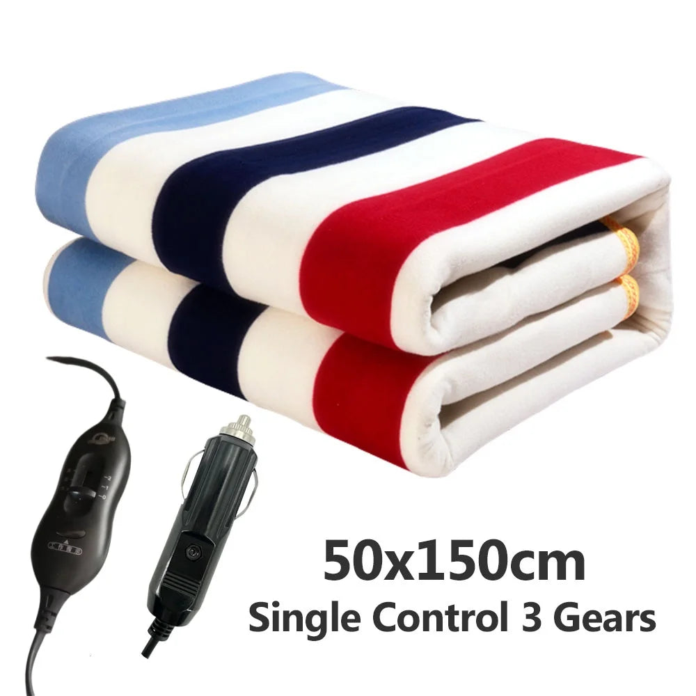 12V Cars Electric Blanket Heating Level Heated Travel Blanket for Car Outdoor Traveling Camping Pad 70x180cm/120x150cm/50x150cm ZenStride