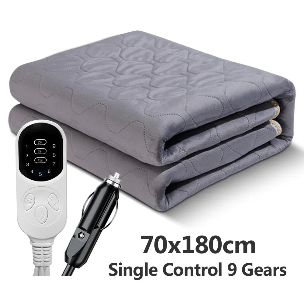 Car Electric Heated Blanket 12V Car Energy Saving Warm Blanket 50x150cm/70x180cm/120x150cm Truck RVs Car Heating Blanket Mat ZenStride