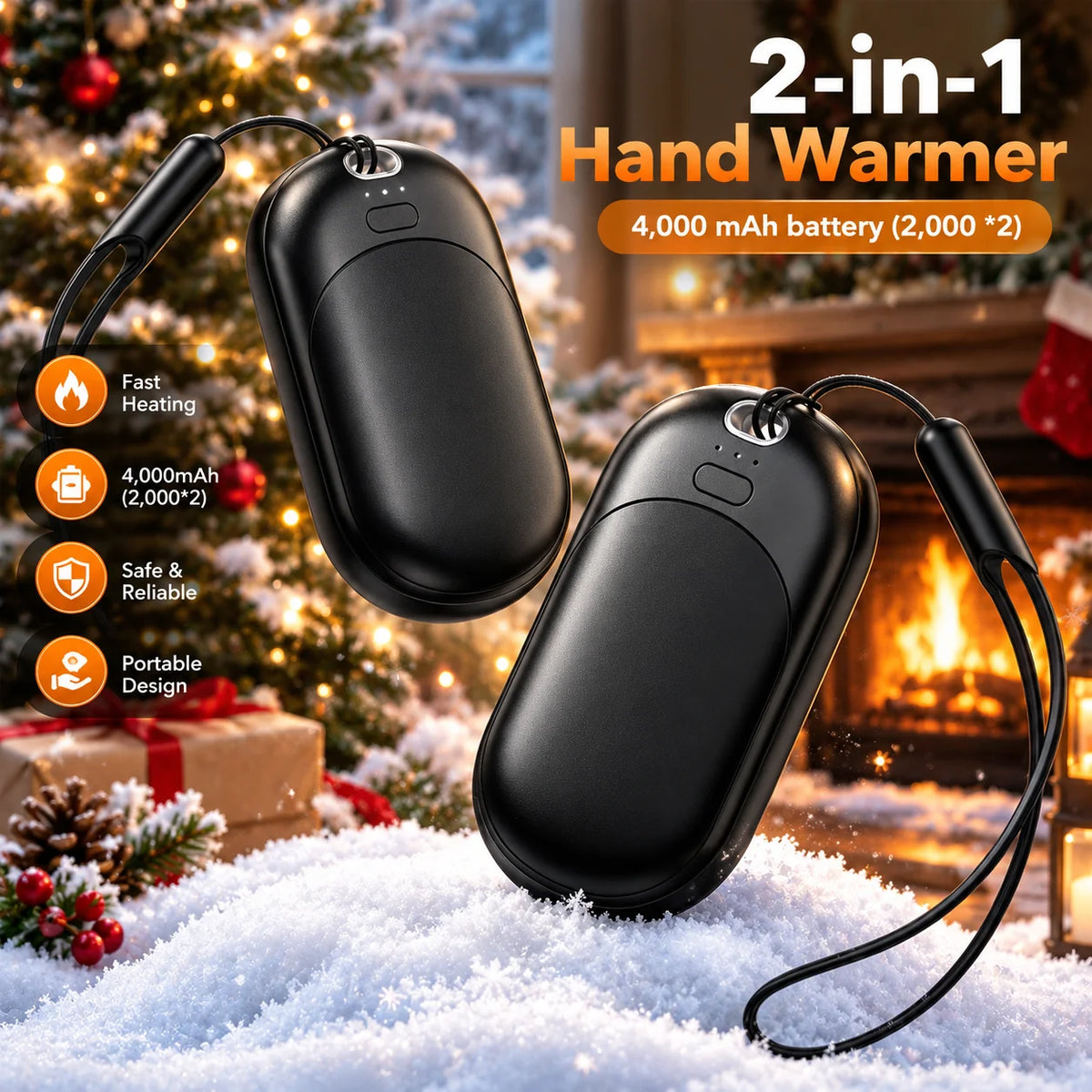 2 Seconds Fast Heating Hand Warmers with 3 Temperature Modes, 4000mAh Pocket Hand Heater USB Rechargeable, Stylish&Portable Festival Gift for Winter Skiing Christmas Black Friday ZenStride