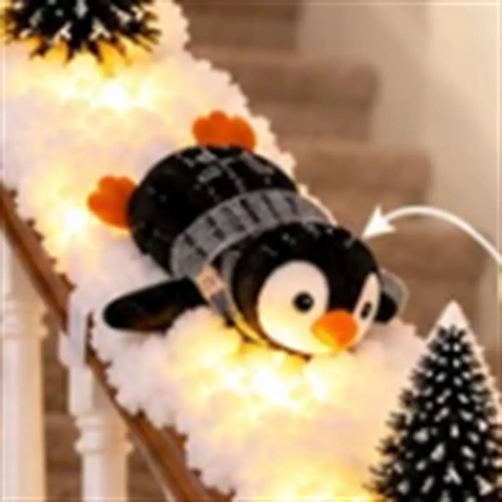 40*20cm Christmas Stair Snow Decor Illuminating Cotton-like Snow Texture Christmas Decorative Lights Penguin Modular Assembly ZenStride