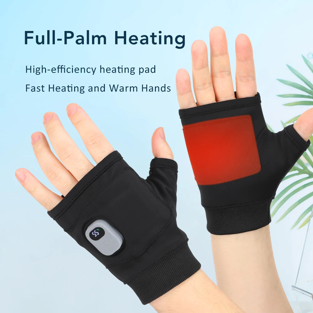 Unisex Rechargeable Electric Heated Winter Gloves Half Finger Touchscreen Compatible Warm Outdoor Mitten for Hiking And Sports ZenStride