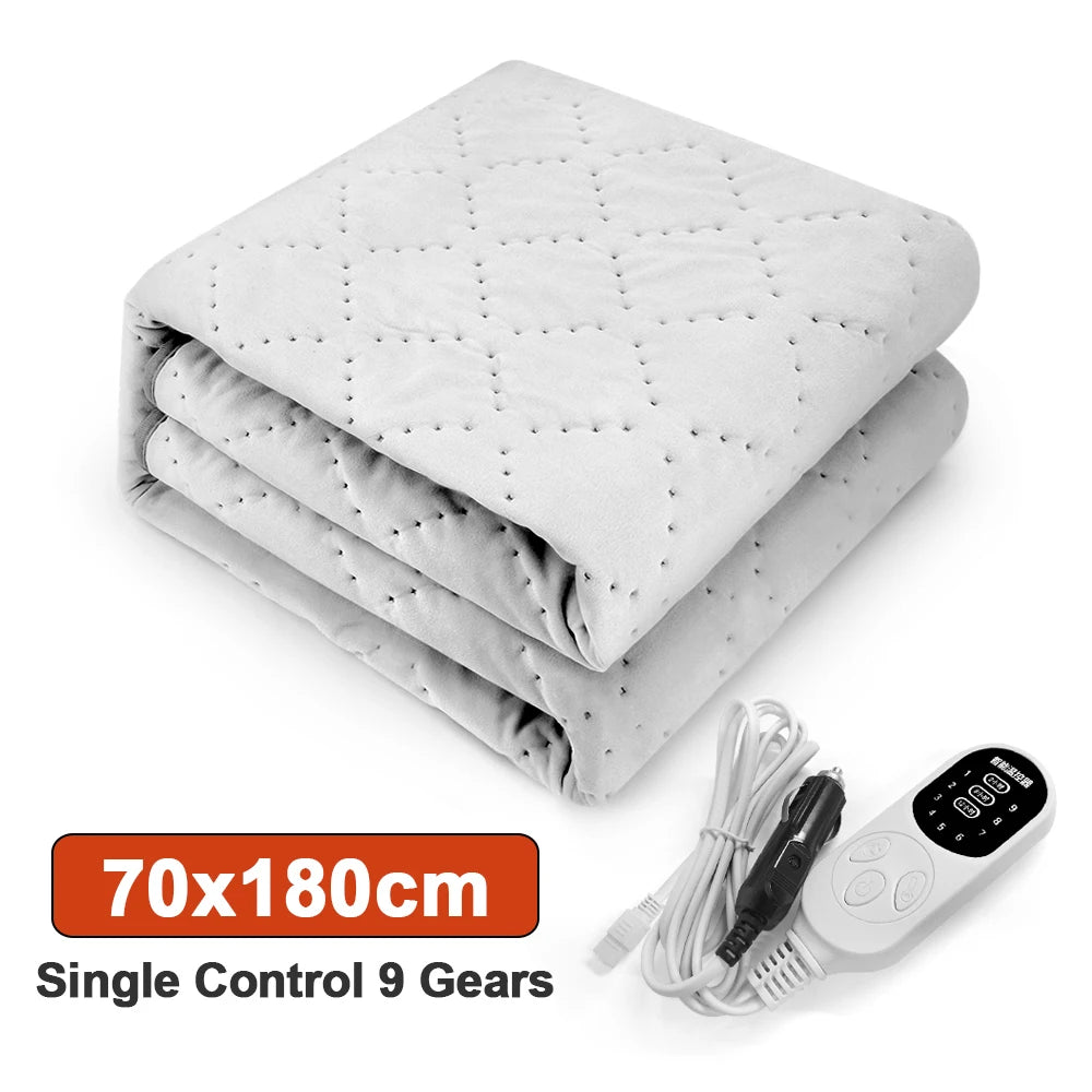 12V Cars Electric Blanket Heating Level Heated Travel Blanket for Car Outdoor Traveling Camping Pad 70x180cm/120x150cm/50x150cm ZenStride