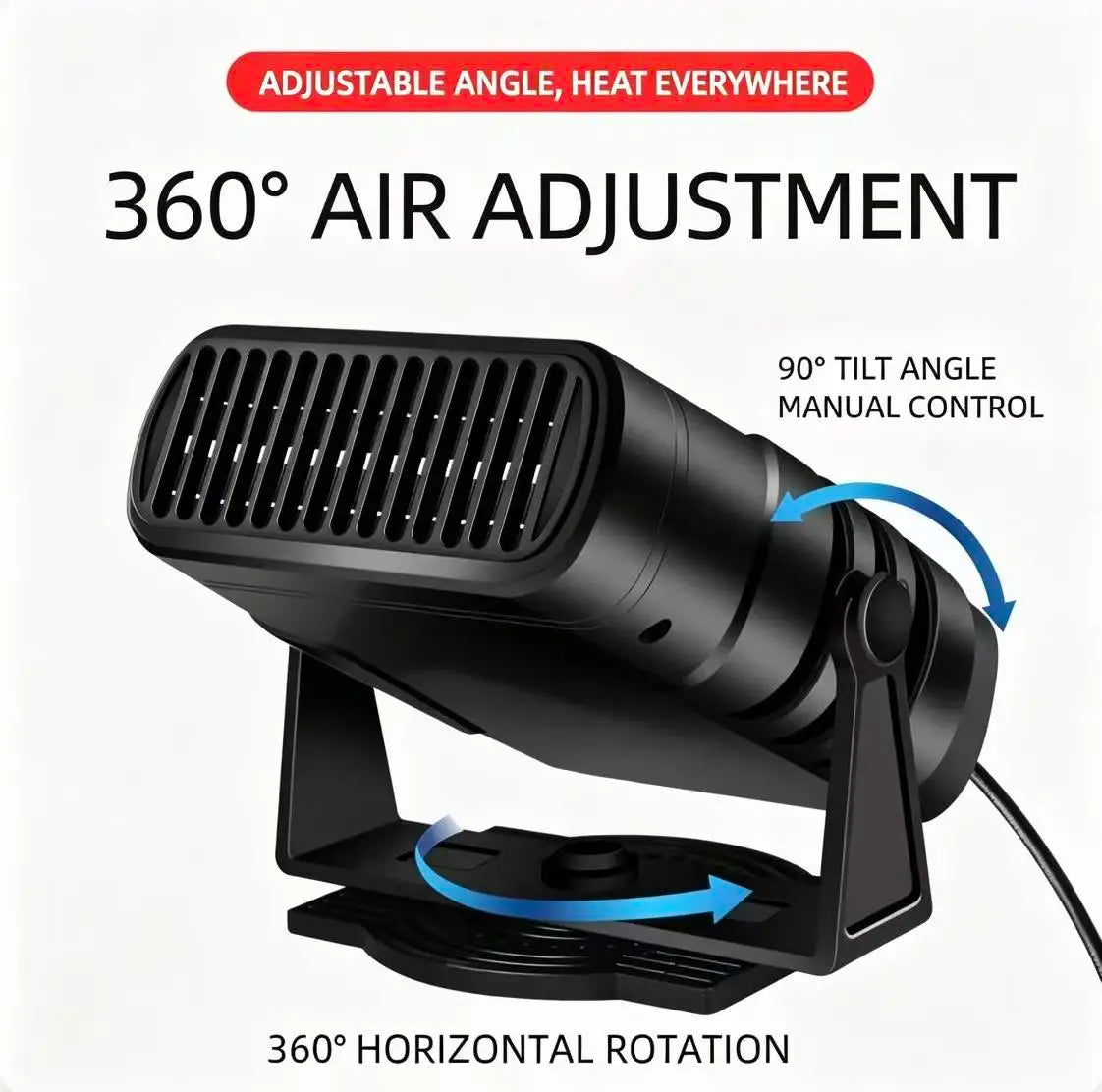 Portable 120W 12V Car Heater Fan Fast Heating Windshield Defrost Defog 360° Adjustable Swivel Base Winter Heating Accessory ZenStride
