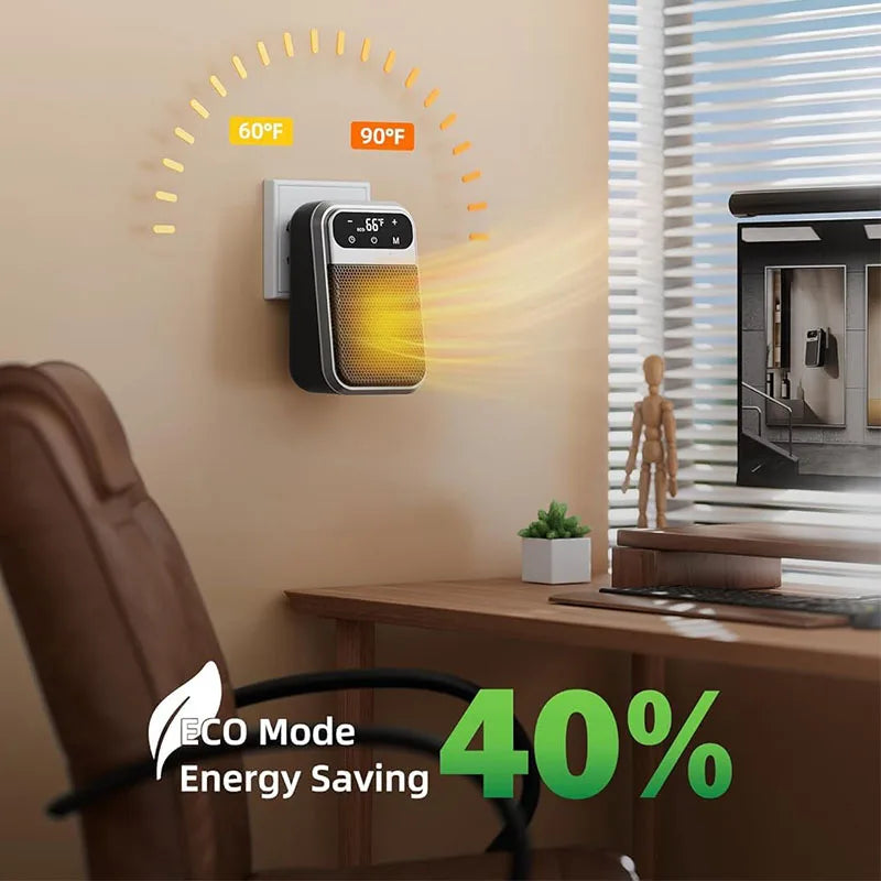 Home Electric Heater, Portable Winter Heater, Wall Plug-in Space Heater with Remote, Quick Heating Mini Heater for Office ZenStride