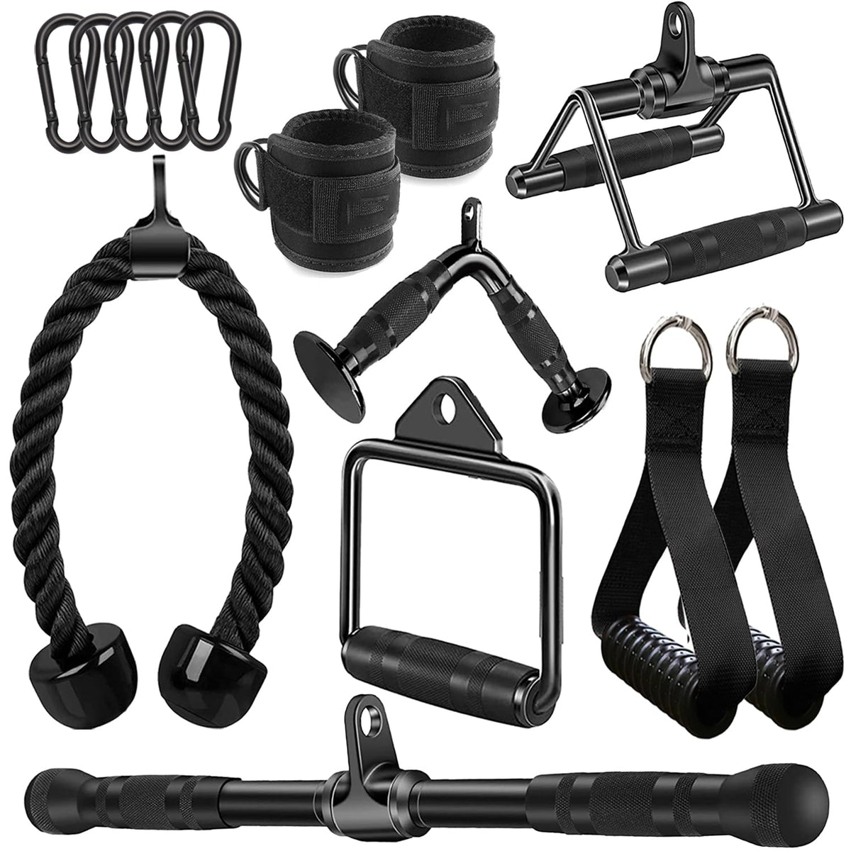 Triceps Pull Down Attachment Cable Machine Accessories for Home Gym LAT Pull Down Attachment Weight Fitness (Cable Machine Attachment Set 1.0)